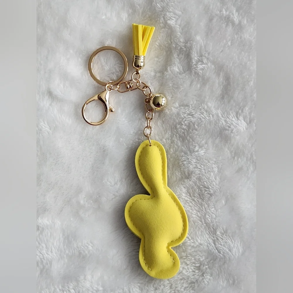 Musical Note Yellow and Gold Treble Clef Keychain Bag Charm